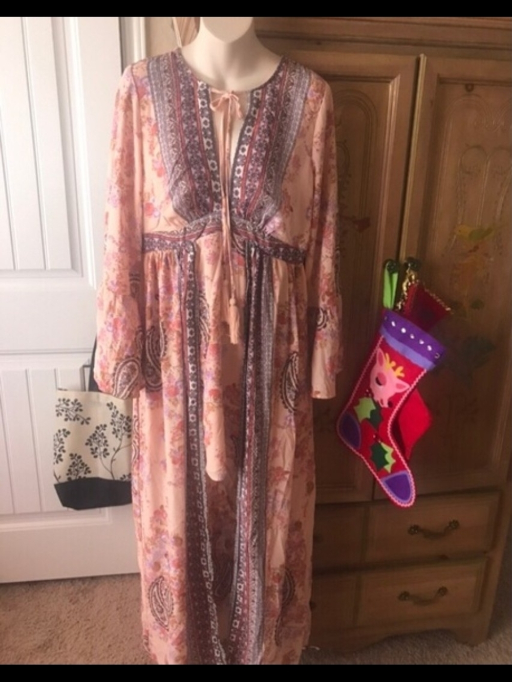 Xhilaration Pink Paisley Floral Maxi Hi-Lo Dress